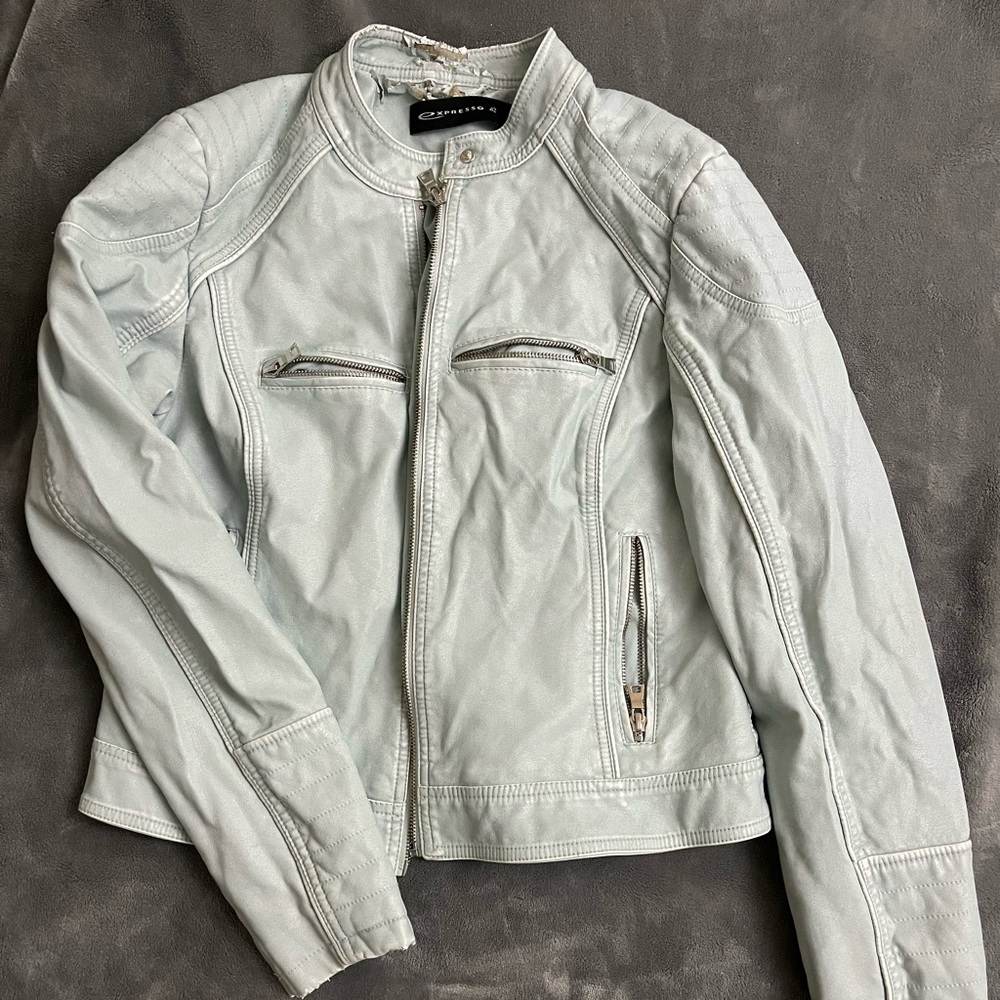 Baby blue faux leather jacket - Expresso (Dutch brand)